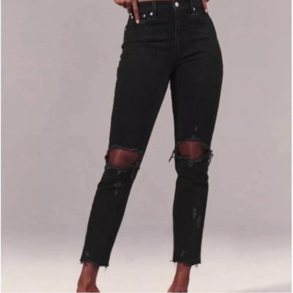 Abercrombie & Fitch Black High Rise Ankle Straight Jeans